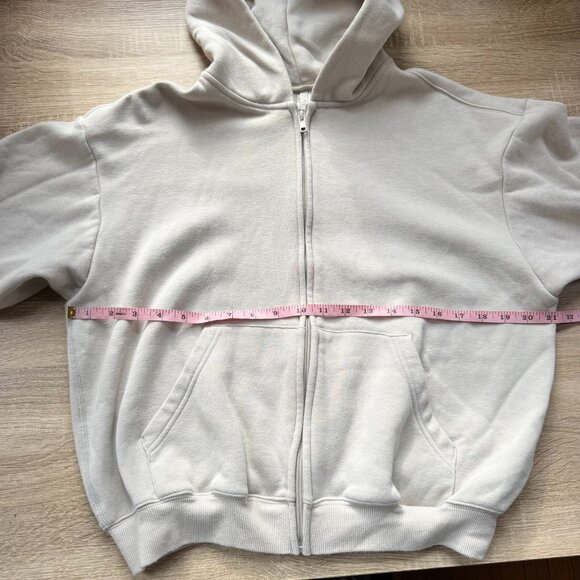 SKIMS Cotton Fleece Classic Zip Up Hoodie Sweatshirt Stone Medium - Picture 6 of 9